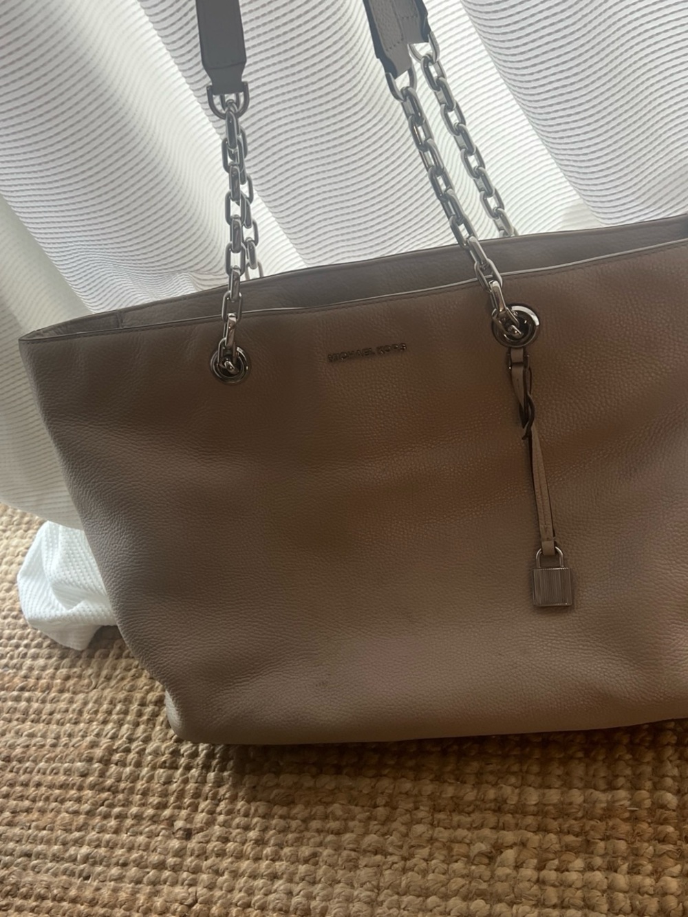 Michael Kors Pebbled Leather Tote in Taupe